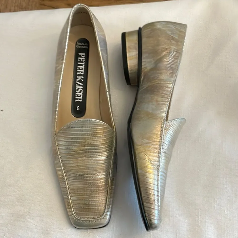 PETER KAISER SILVER/GOLD TONE FLATS.  NEW